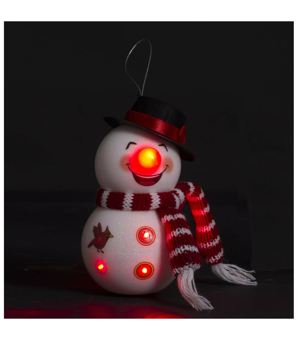 Déco de noël lumineuse bonhomme de neige 6 led blanc chaud h 14 cm