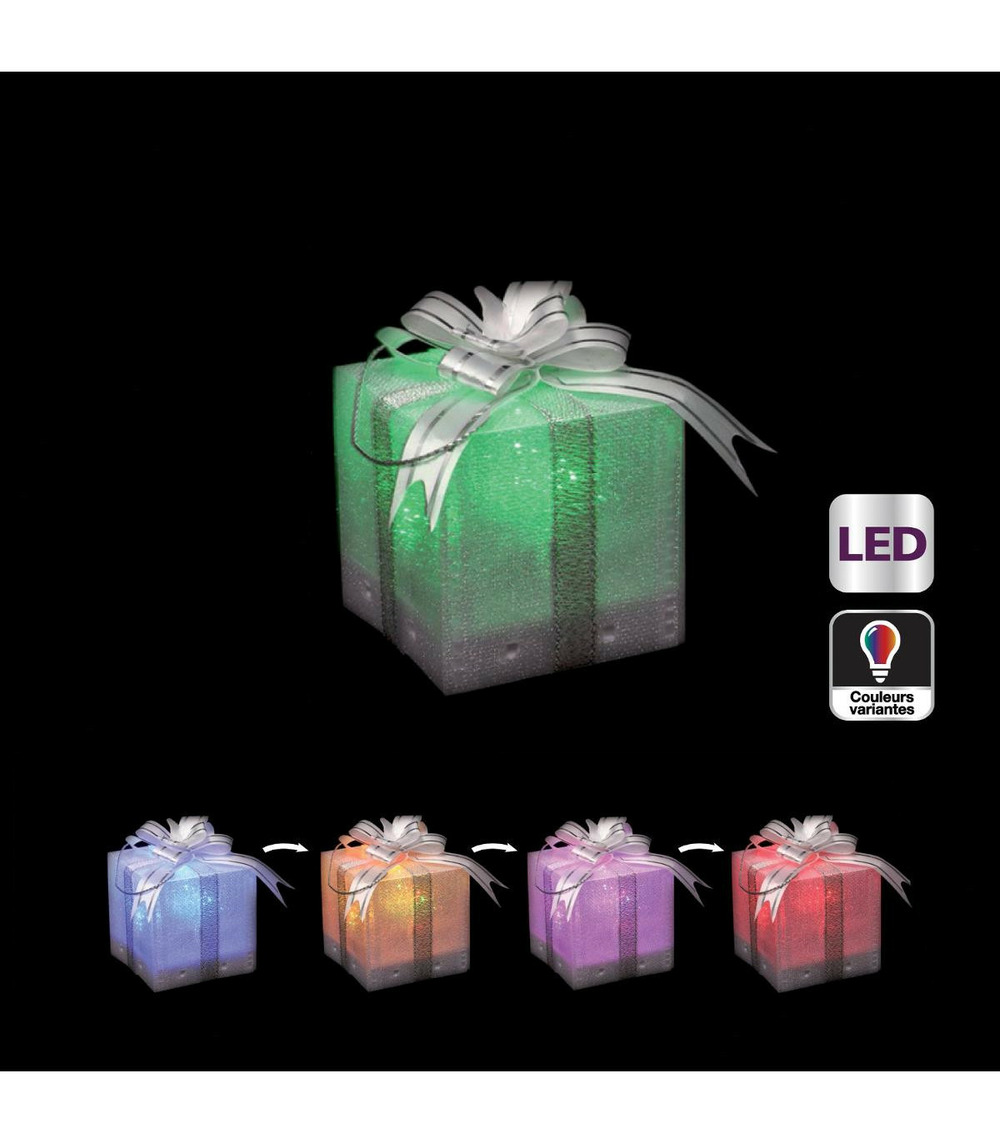 Déco de noël lumineuse paquet cadeau à poser led à variation de couleur