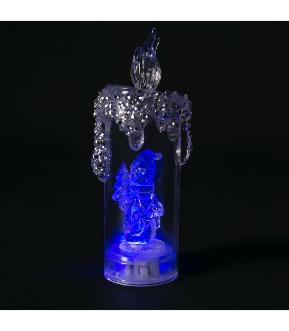 Bougie lumineuse avec personnage à l'intérieur led variation de couleur h 16 cm