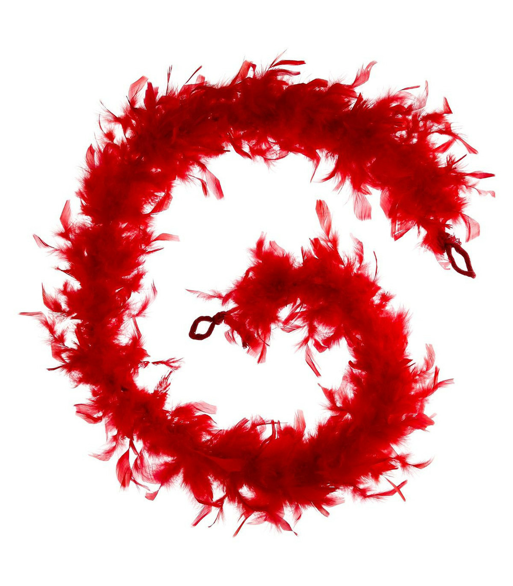 Guirlande de noël large 9 cm boa plumes rouge longueur 1. 8 mètres