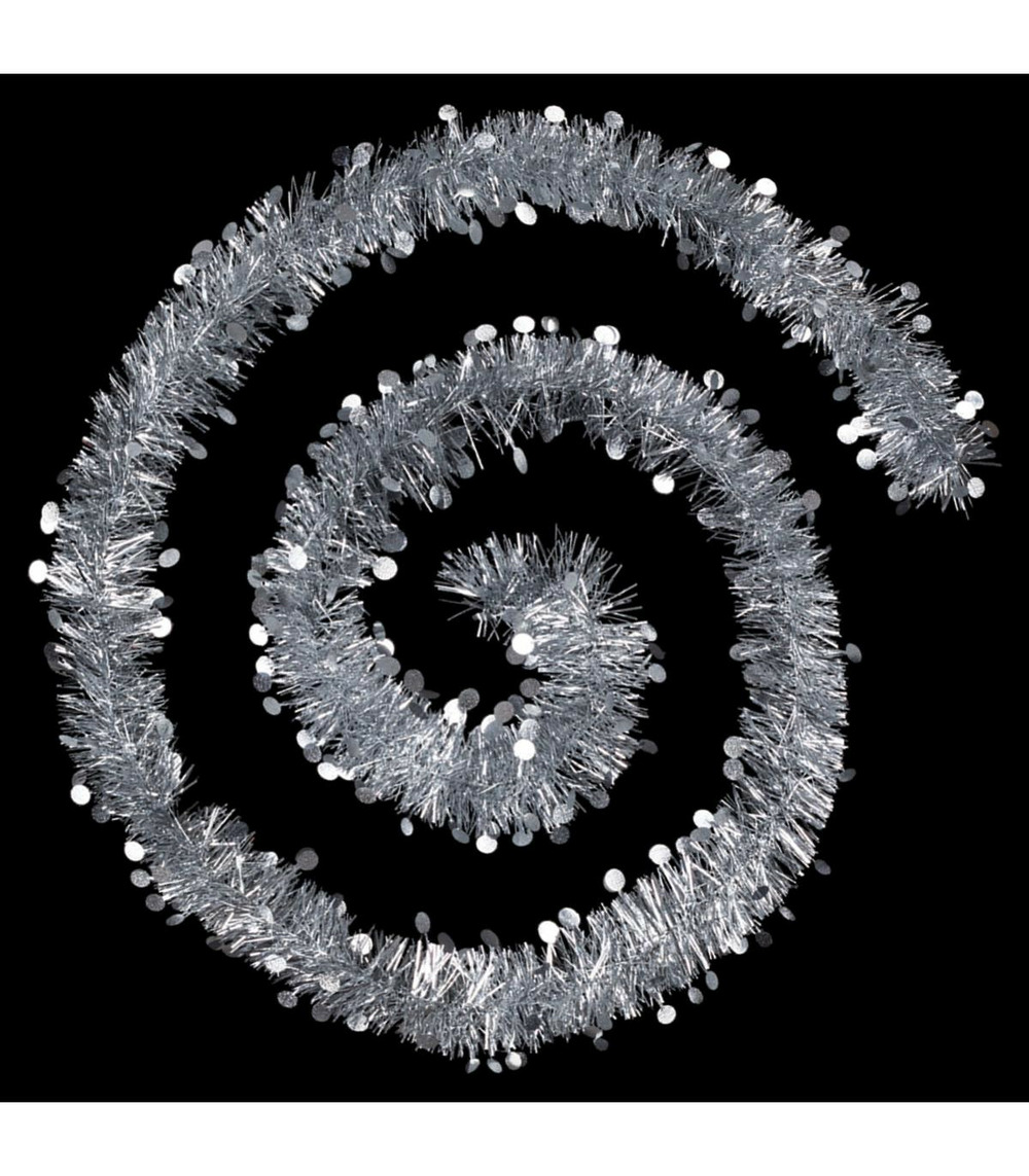 Guirlande de noël large 10 cm argent avec pastilles longueur 2 mètres