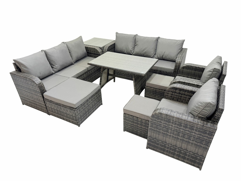 11 places ensemble de canapés en rotin table & fauteuil avec canapé 3 places table à manger 3 tabourets table d'appoint