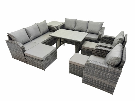 11 places ensemble de canapés en rotin table & fauteuil avec canapé 3 places table à manger 3 tabourets table d'appoint