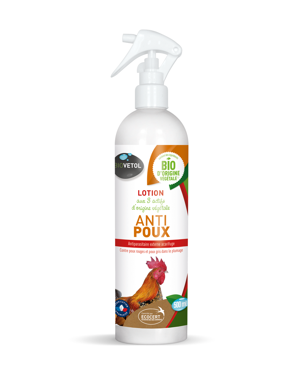 Lotion anti-poux poulailler- insecticide bio certifié ecocert - spray 500ml