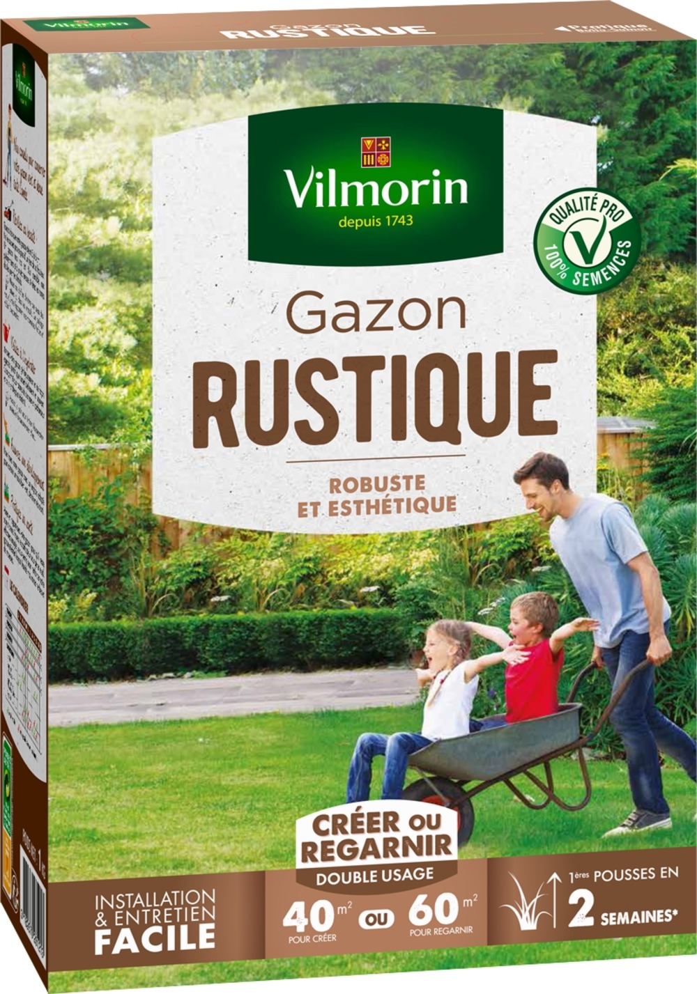 Gazon rustique vilmorin, 1 kg, 40 m²