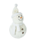 Déco de noël peluche bonhomme de neige avec bonnet et écharpe h 38 cm
