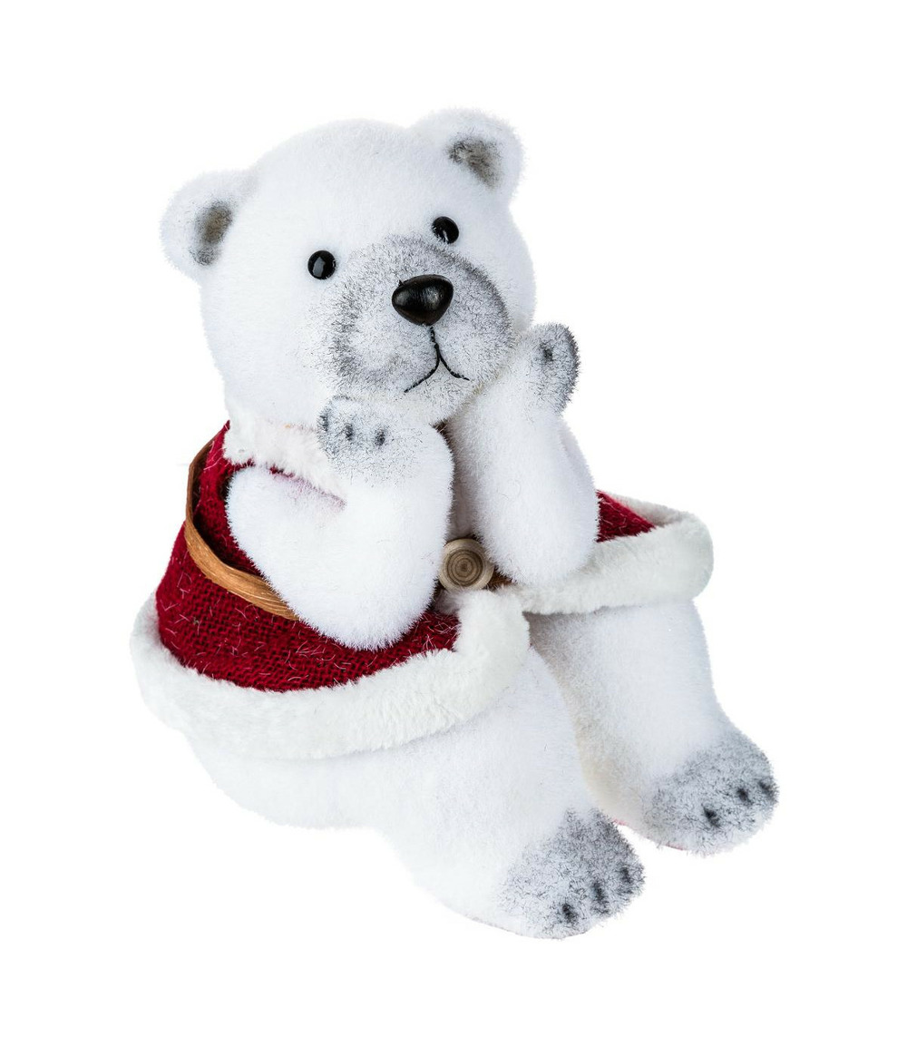 Déco de noël ours blanc assis avec habit