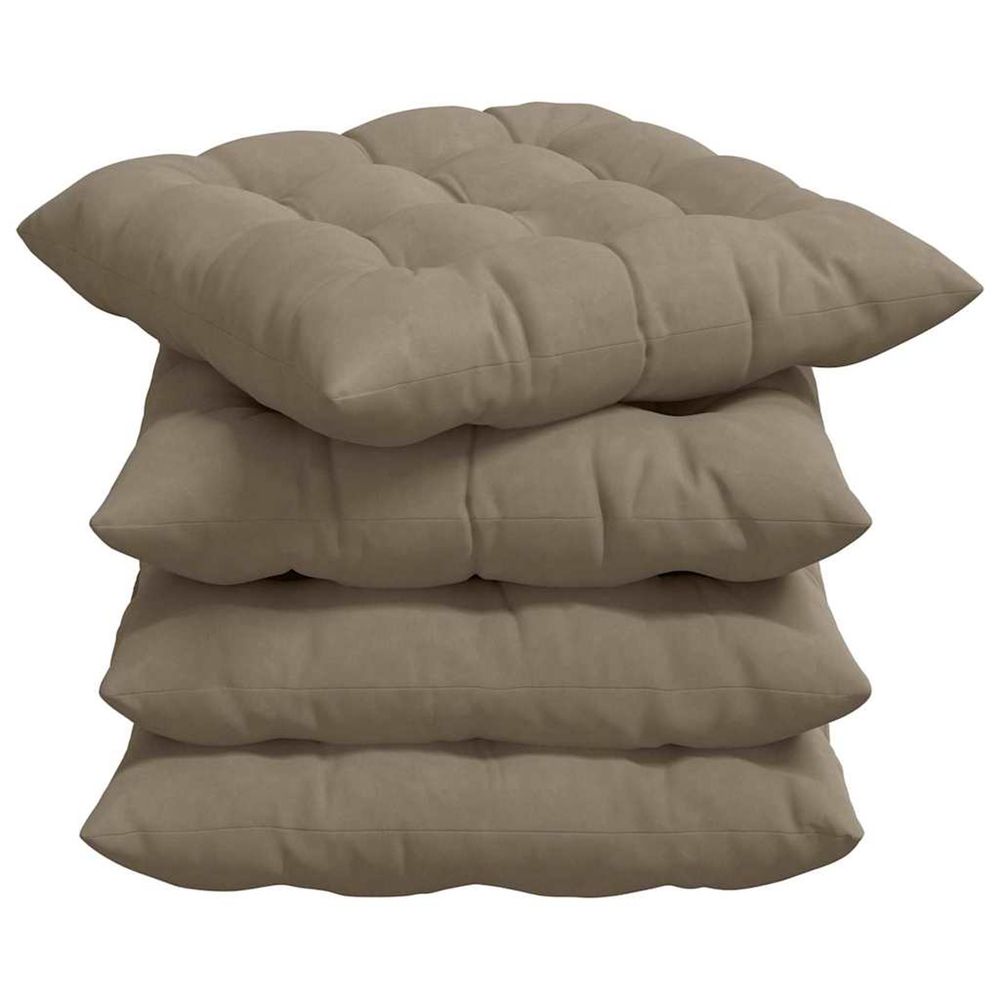 Coussins de siège 4 pc microfibre taupe 40 x 40 x 6 cm