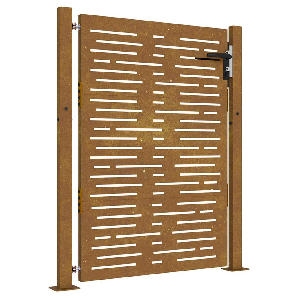 Portail de jardin 100x125 cm en acier corten, design carré