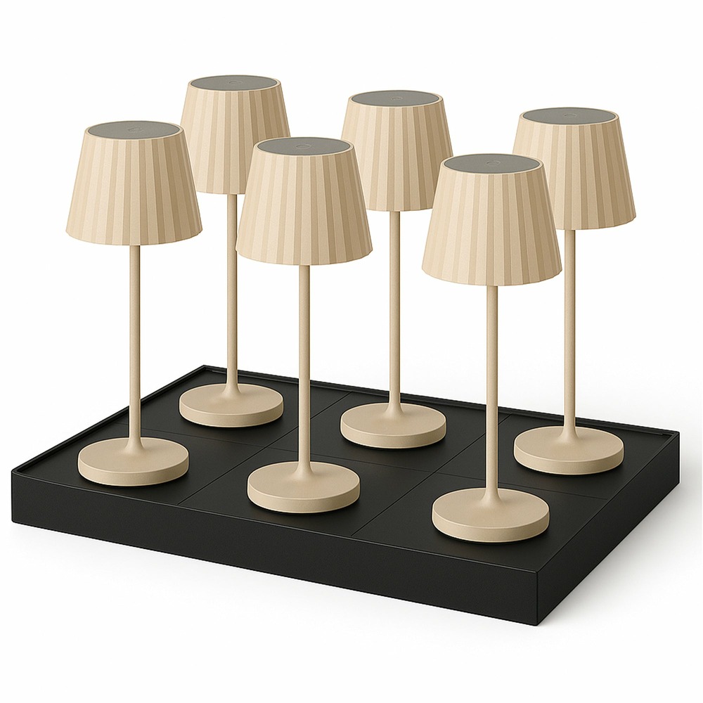 6 lampes de table abby sable h30cm + base de chargement