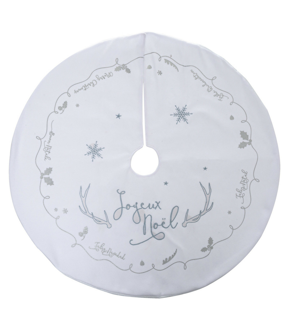 Déco de noël tapis pour pied de sapin en feutrine blanche d 90 cm