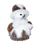 Déco de noël bonhomme de neige chapeau et pommes de pin h 29 cm