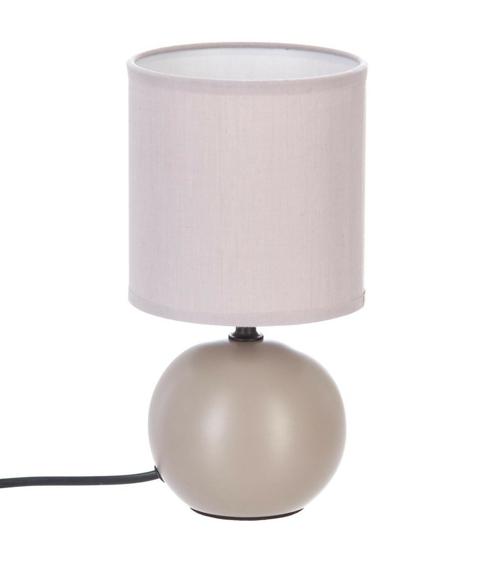Lampe en céramique pied boule taupe mat