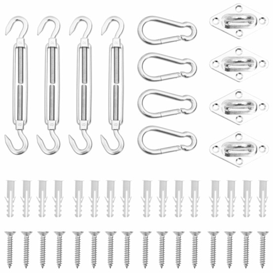 Jeu d'accessoires de voile d'ombrage 12 pcs acier inoxydable