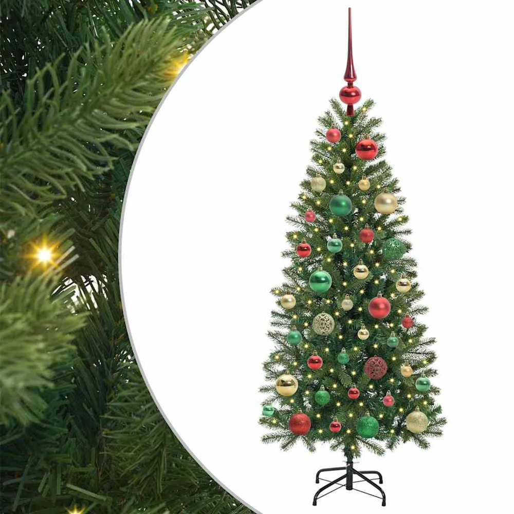 Sapin de noël artificiel avec 150 led vert 120 cm pe et pvc
