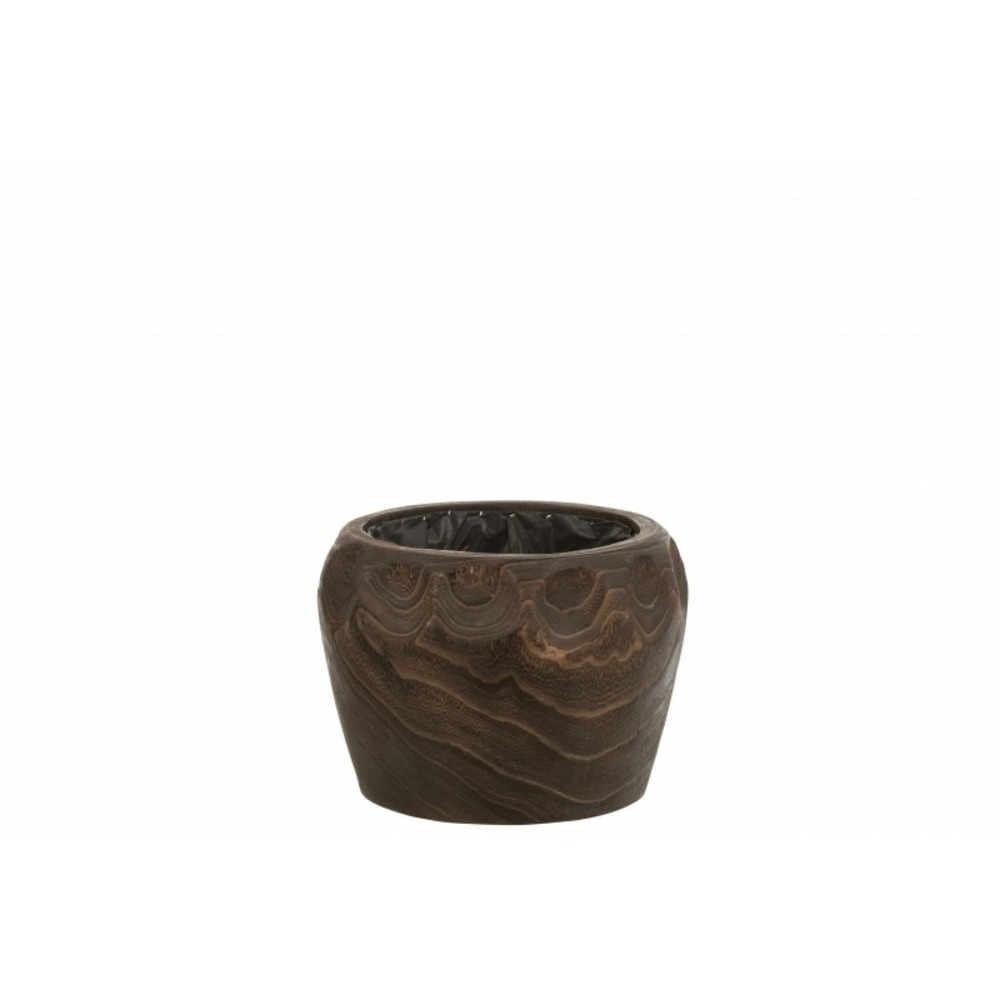 Cache pot en bois de paulownia marron 29x29x20 cm