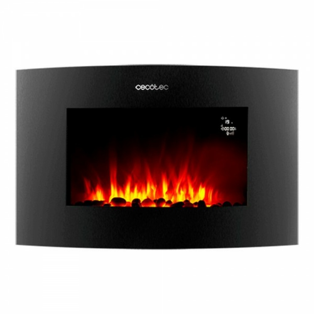 Cheminée murale électrique décorative ready warm 3550 curved flames connected noir 1000 - 2000 w