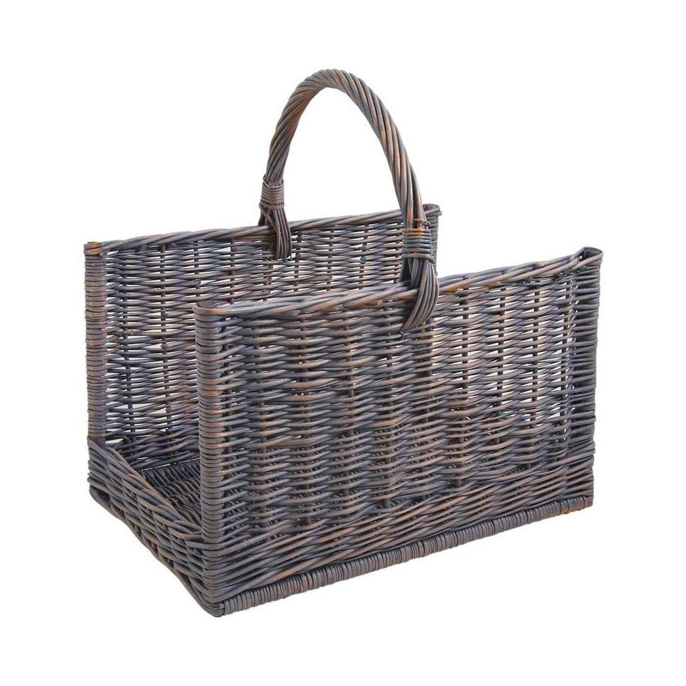 Panier à linge en osier fendu gris, 58 x 44 x 25-32 cm - Maison