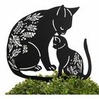 Chat décoratif en métal sur pic 2 chats