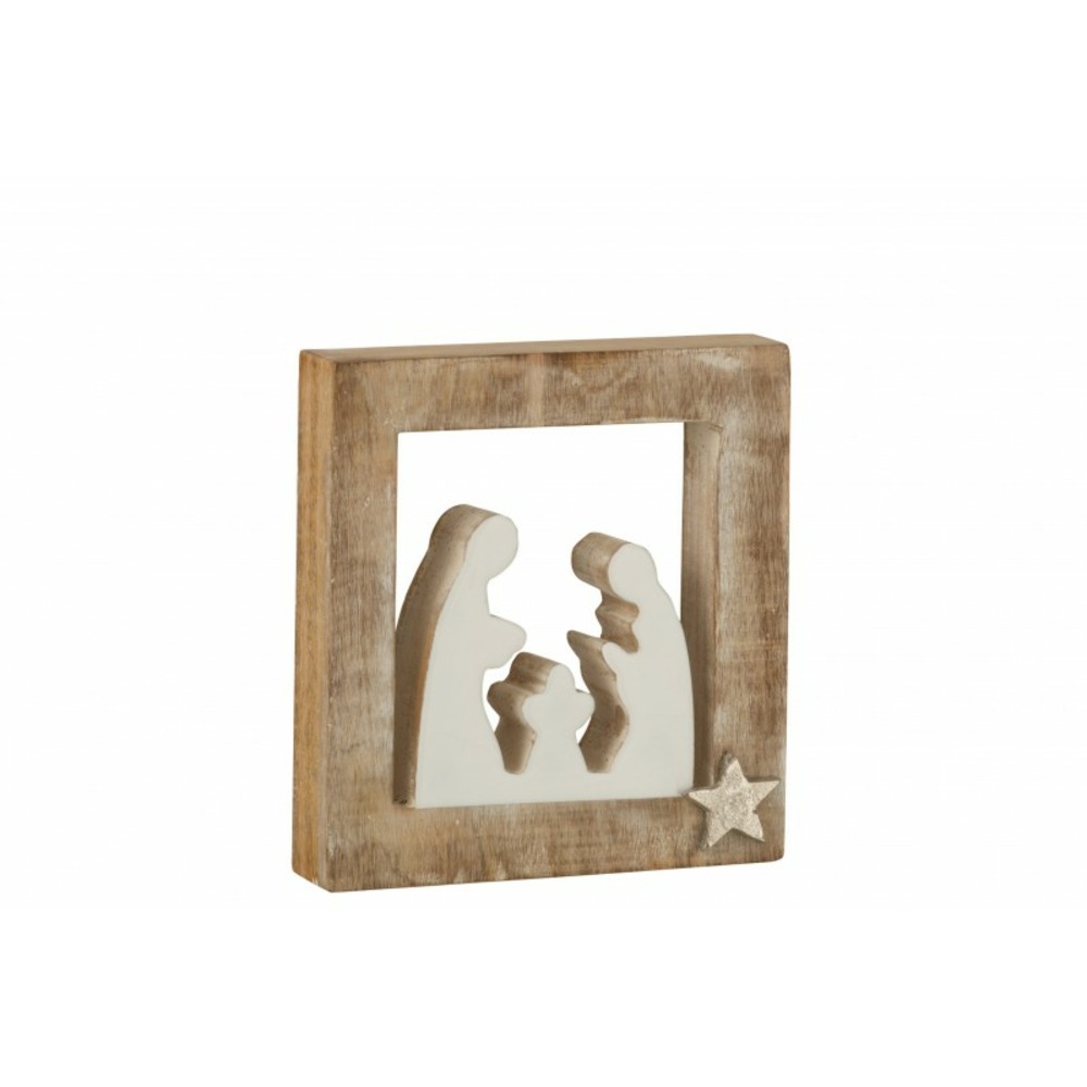 Crèche de noël en bois blanc 3.5x20x21 cm