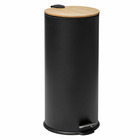 Poubelle "bam modern" 30 litres couvercle bambou atmosphéra - noir