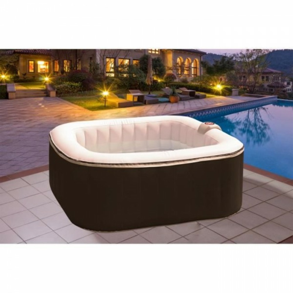 Spa gonflable - ac01-led - 157 x 67 cm - 4 places - carré (livé avec filtre, cadenas, tapis de sol et couverture)