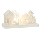 Petit village de noël lumineux en bois blanc en bois blanc 27x9x14 cm