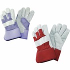 Gants de jardinage renforcés tissu et cuir gloves lot de 2 : 1 violet taille m +