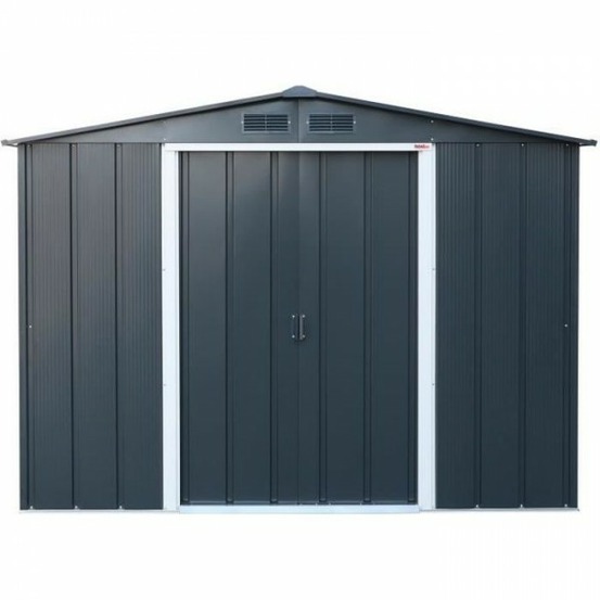 Abri de jardin en métal 4,77 m2 - - kit d'ancrage inclus - gris anthracite