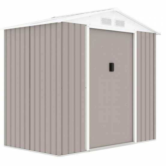 Abri de jardin en métal 2,71 m² - 213 x 127 x 195 cm - pluton - kit d'ancrage inclus, 2 portes coulissantes - taupe