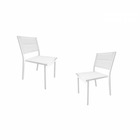 Lot de 2 chaises de jardin en aluminium et textilene - blanc - 54 x 48 x 84 cm