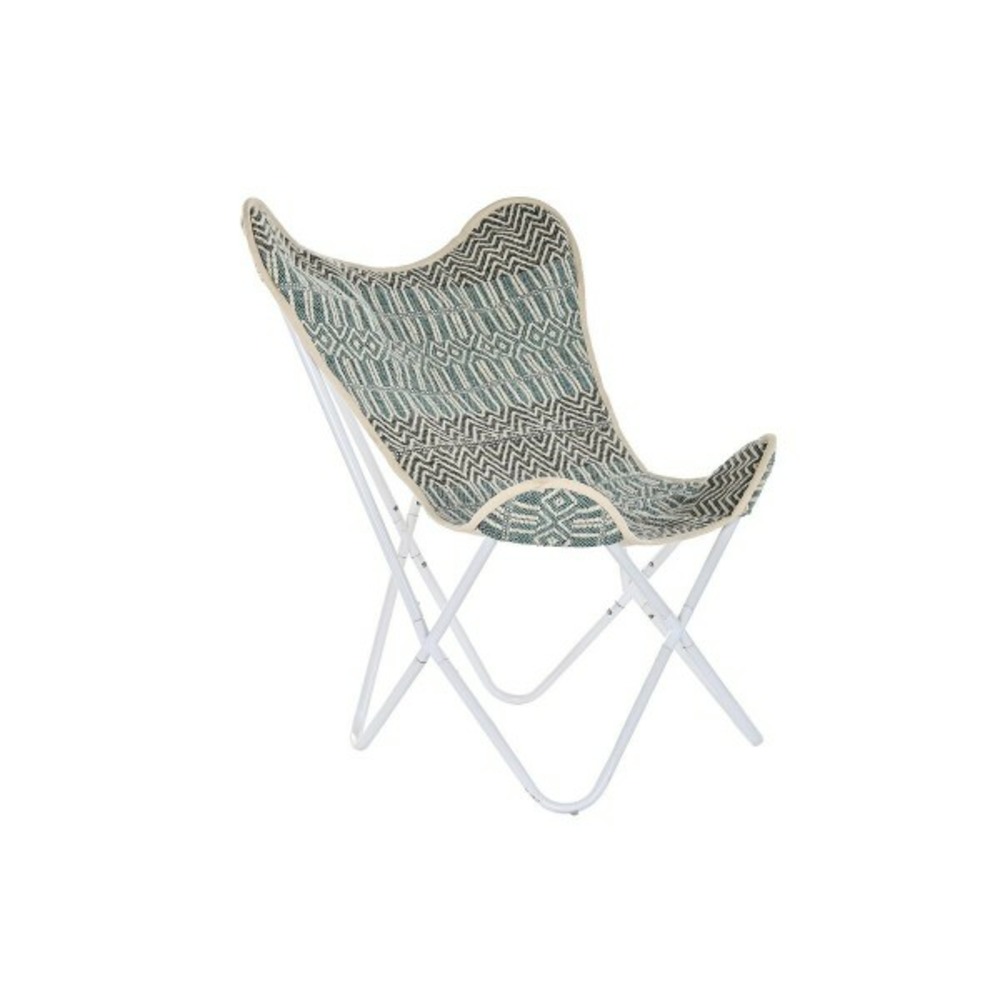 Chaise de jardin bleu blanc vert fer 74 x 65 x 90 cm
