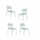 Lot de 4 chaises de jardin - acier - vert céladon
