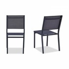 Lot de 2 chaises de jardin en aluminium - assise textilene - gris
