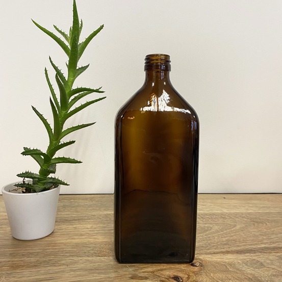 Flacon rectangle verre ambré - 500 ou 200 ml