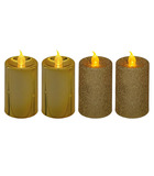 Lot de 4 bougies lumineuses or pailleté et or métallisé  h 7.5 cm