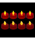 Set 8 bougies lumineuses à led rouge métallisé et pailleté d 4 cm