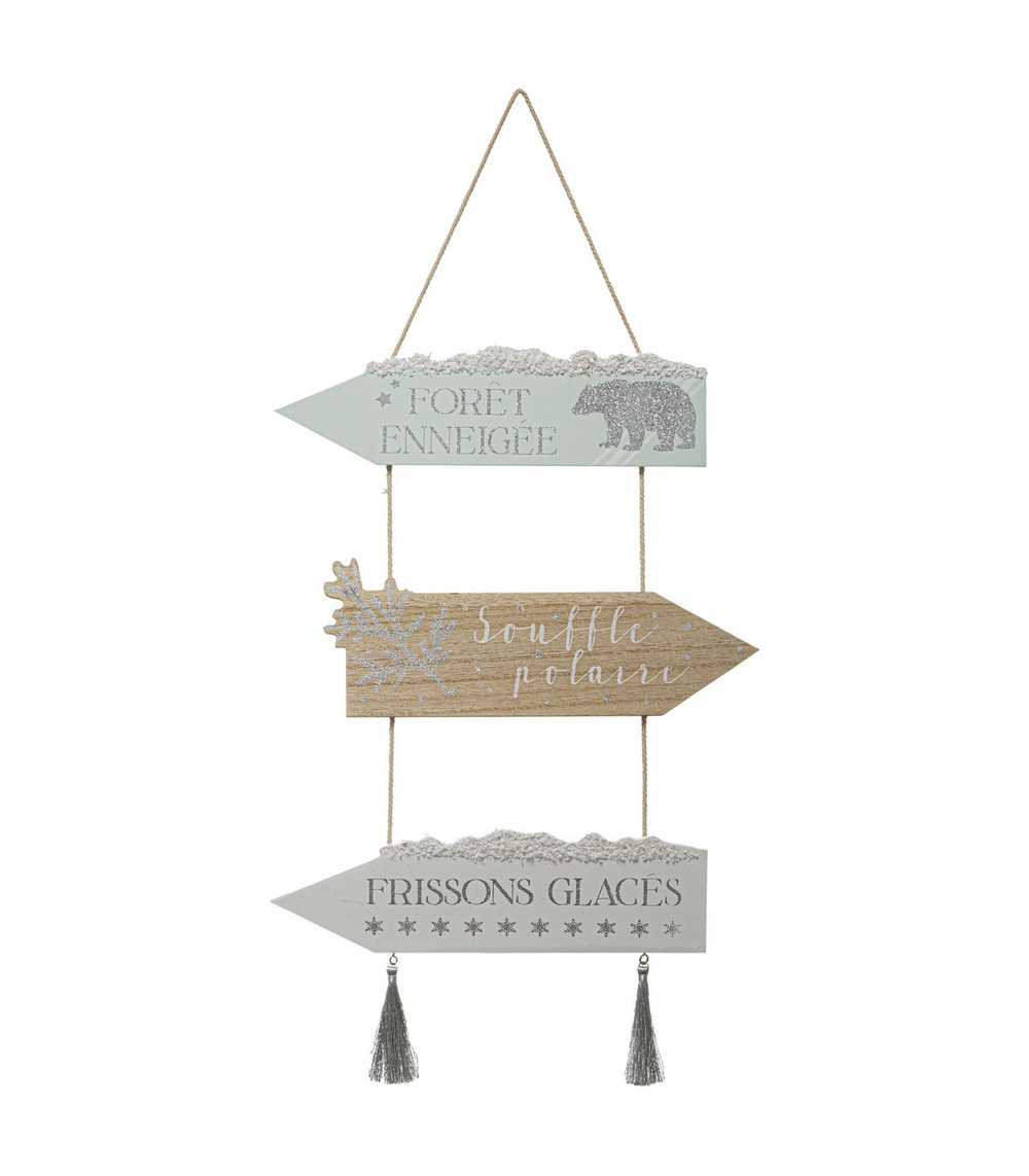 Déco de noël pancarte en bois à suspendre h 50 cm