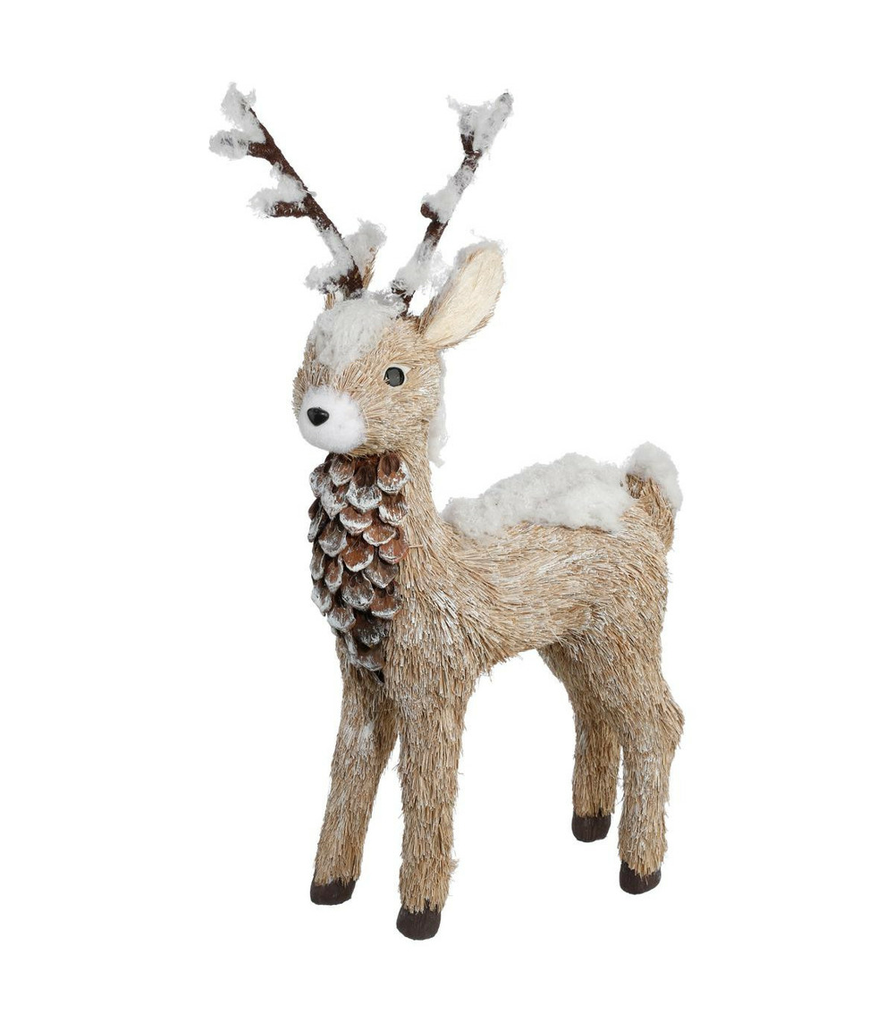 Déco de noël renne avec bois naturel h 55 cm