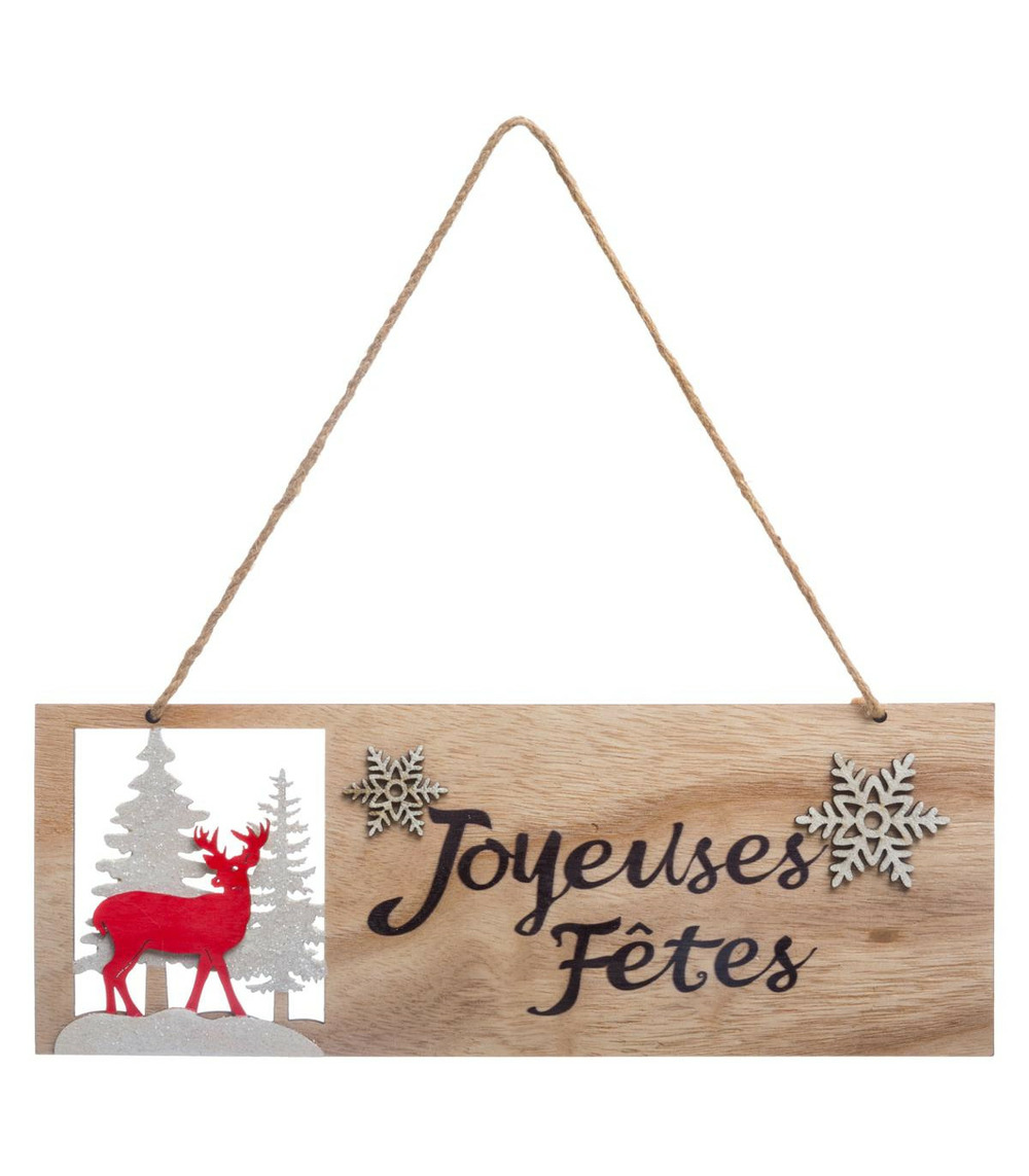 Déco de noël pancarte en bois joyeuses fêtes