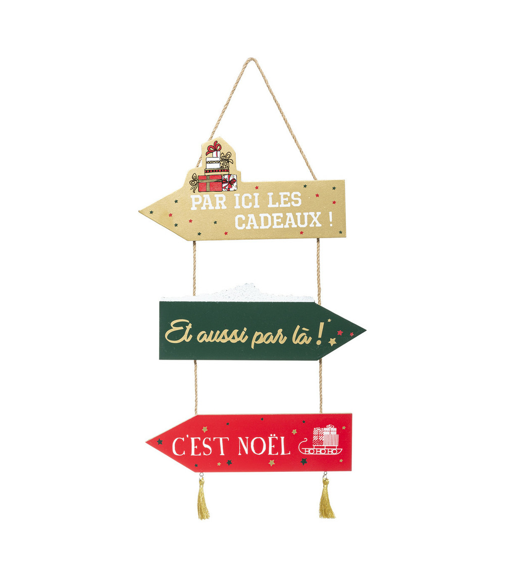 Déco de noël pancarte en bois à suspendre h 50 cm