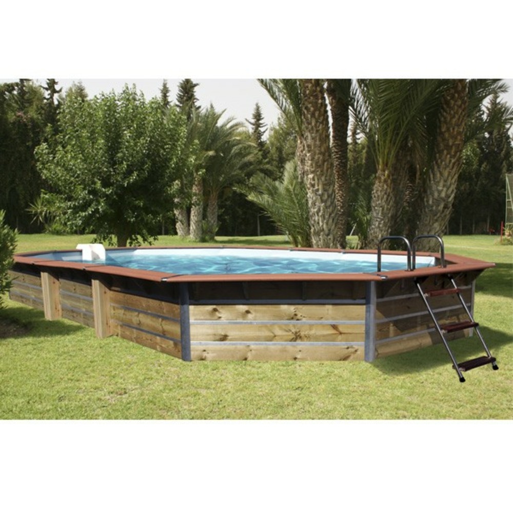 Piscine bois octogonale 8,90 x 4,20 x h. 1,29 m calayan