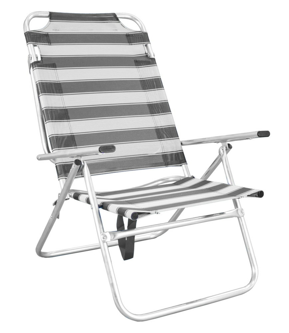 Lot de 2 grands fauteuils bora-140 rayé gris textilene - finition aluminium