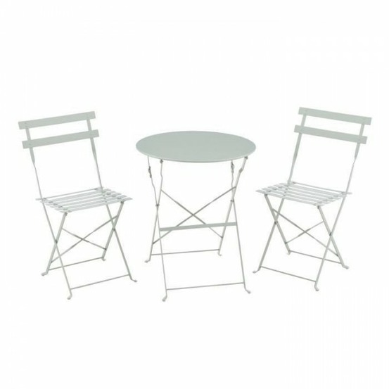 Set bistrot 2 personnes - table ronde 60 cm avec 2 chaises - acier thermolaqué - vert