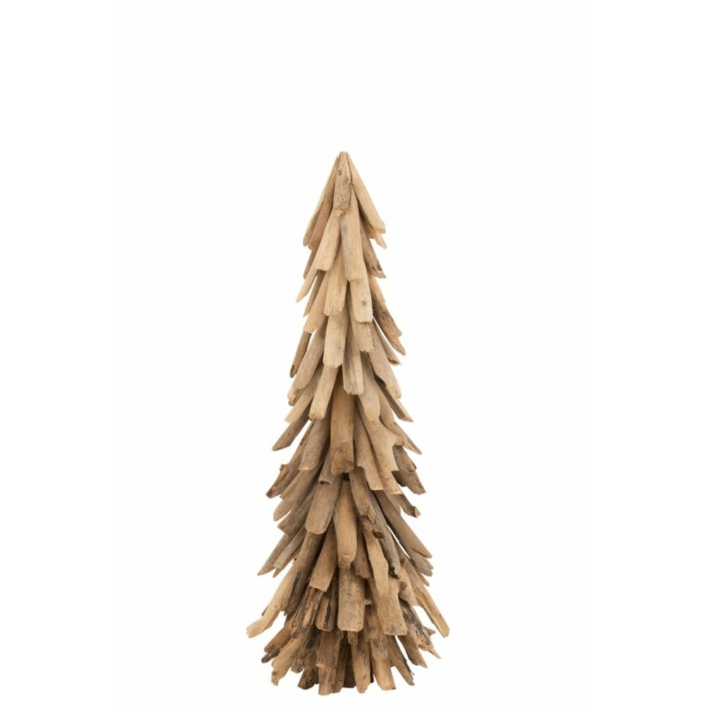 Sapin de noël décoratif à led en bois naturel 27x27x80.5 cm h80