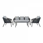 Ensemble canapé + table  jardin gris polyester aluminium (4 pcs)