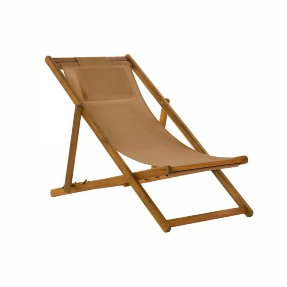Chaise longue  marron clair coton acacia (55 x 110 x 85 cm)