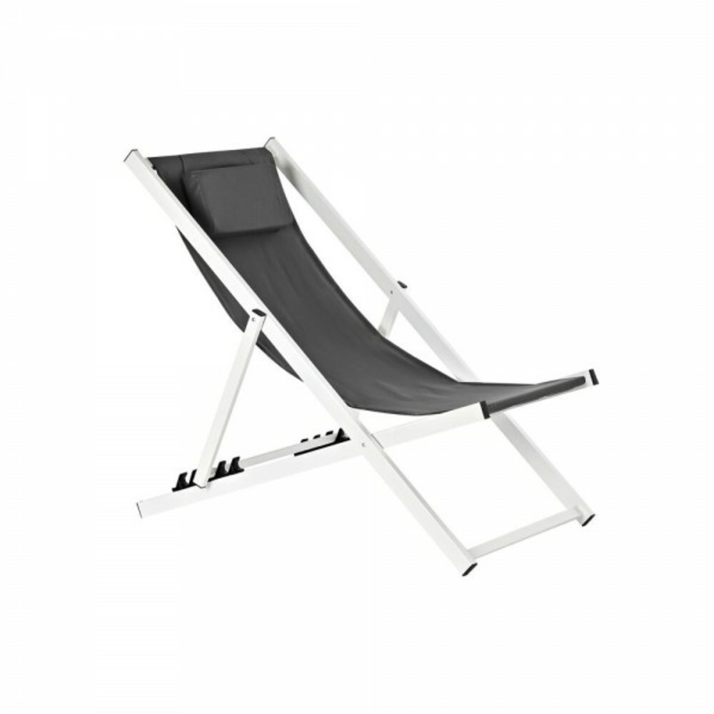 Chaise longue  noir polyester aluminium blanc (102 x 63 x 98 cm)