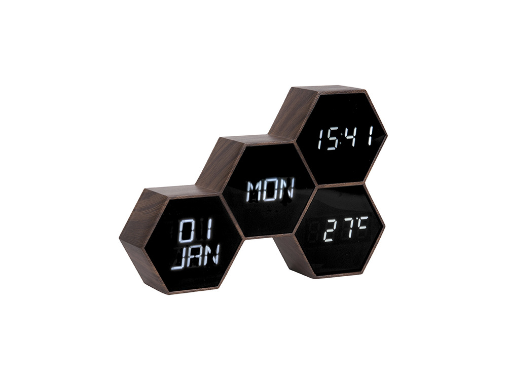 Horloge à poser six in the mix - bois foncé - 17,5 x 4,5 x 12 cm