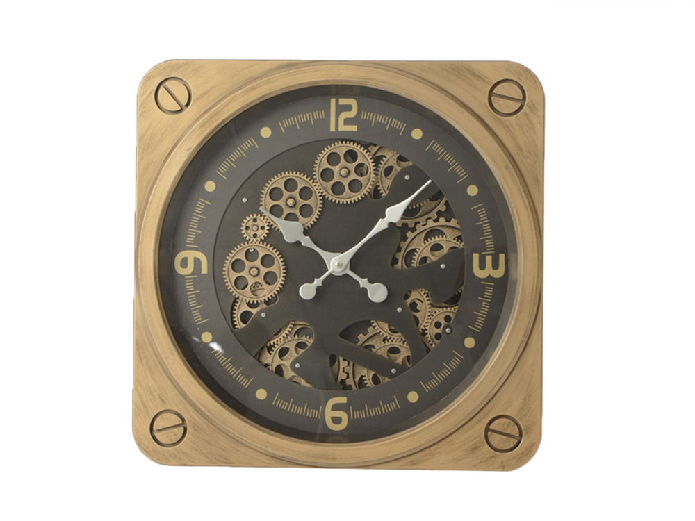 Horloge carrée jules 49 cm laiton